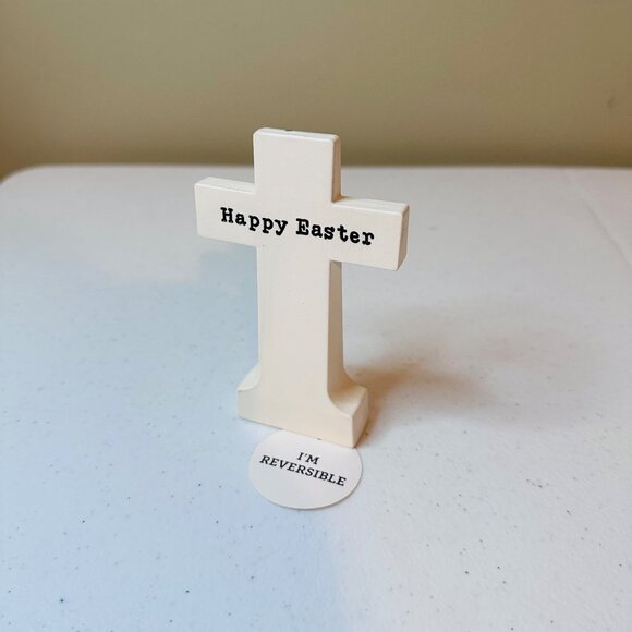 Small Easter Cross decoration Reversible tiered tray - he is risen-Happy Easter - Picture 2 of 8